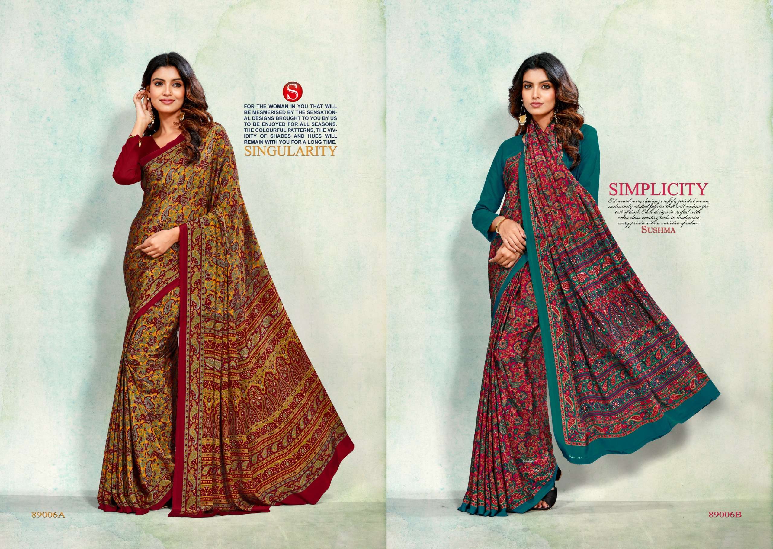 SUSHMA PETALS BRANDED CRAPE FABRIC SAREE COLLECTION DAILY WEAR INDIA SHOP 